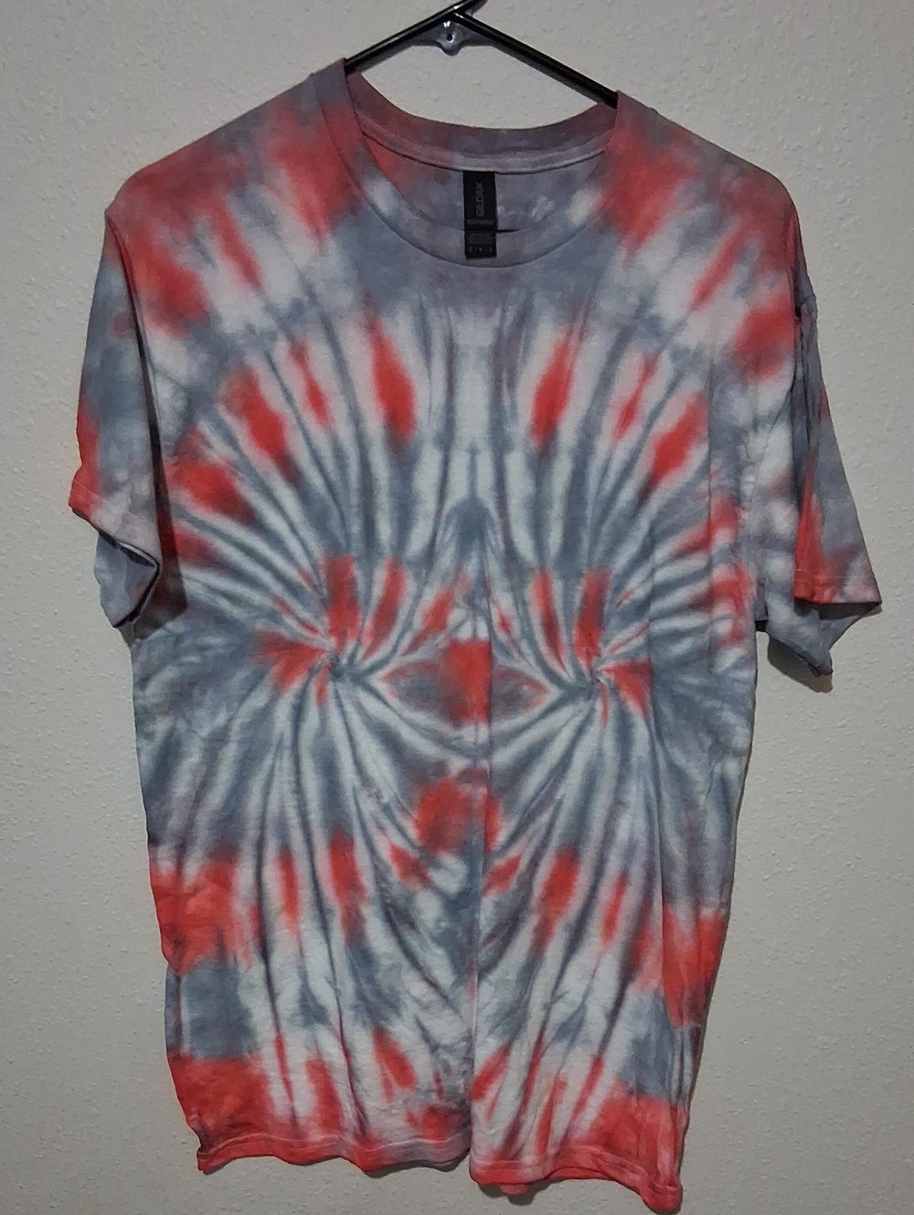 Gildan Red & Gray Spiral Tie-Dye Short Sleeve Tee